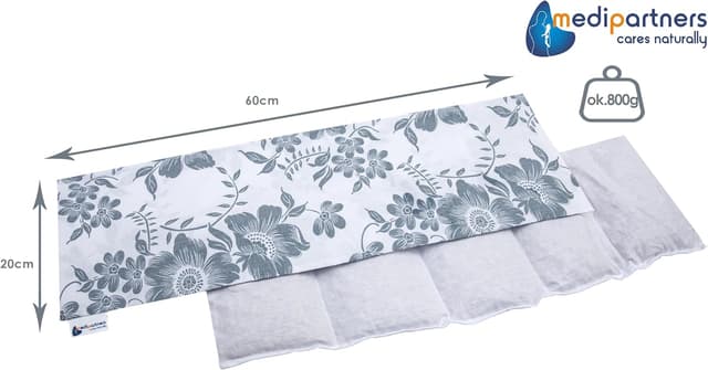 Detalle de Medi Partners Kirschkernkissen (Mikrowelle), Wärmekissen 60x20 cm, ca. 800 g, 5 Kammern, 100% Baumwolle