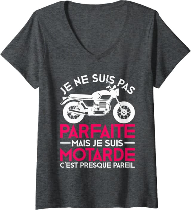 Detalle de T-shirt moto femme col en V Motard