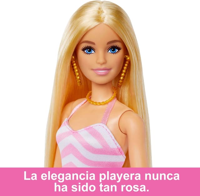 Detalle 2 de Barbie Día en la Playa 🌴 Muñeca Mattel HPL73 +3 Años