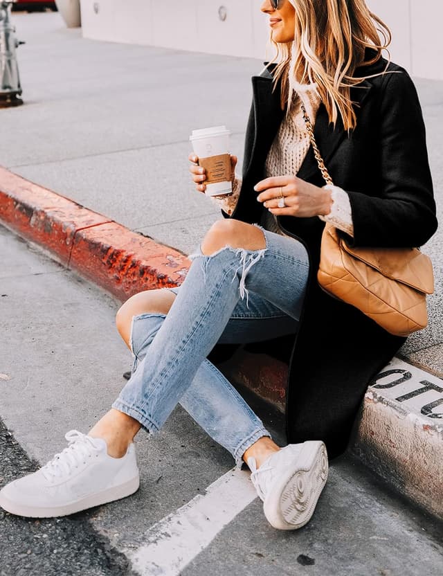 Detalle de Tanming Notch Lapel Wool Blend Pea Coat