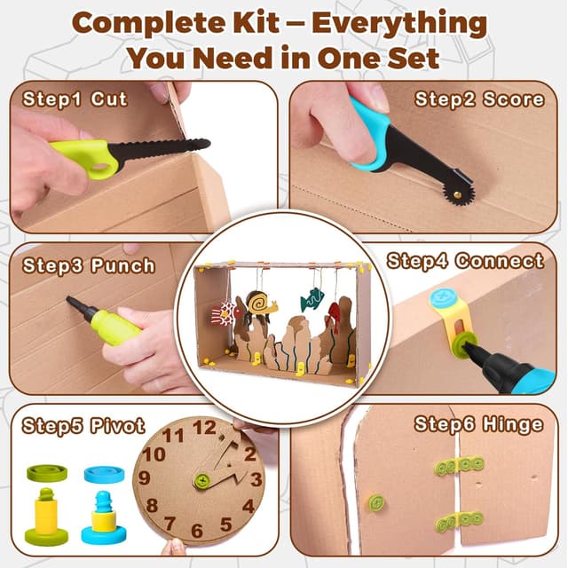 Detalle de ZLemma Cardboard Construction Kit (401 pcs) Kids Building Set for DIY STEM Projects