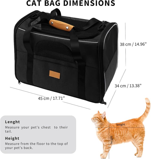 Detalle 2 de SOKANA Foldable Large Cat Carrier Bag (45cm x 34cm x 38cm) with Shoulder Strap