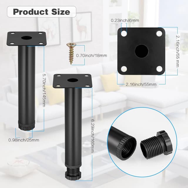 Detalle de Zocipro Möbelbeine 15 cm, 4er-Set