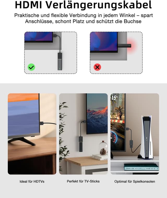 Detalle 2 de HDMI 2.0 Verlängerungskabel 2er Set 14 cm