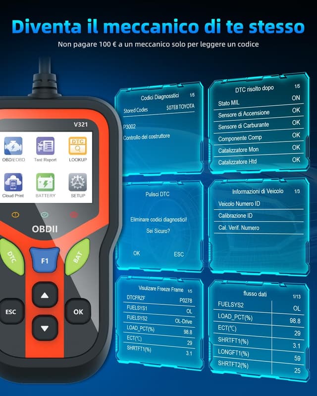 Thumbnail 2 de Carehabi OBD2 Diagnostica Auto Nero