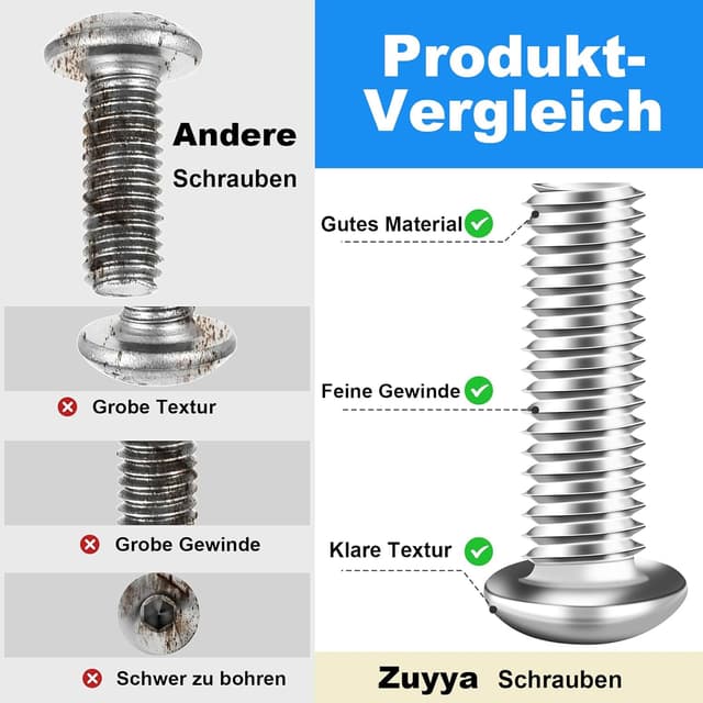 Thumbnail 3 de Zuyya M6 x 16 mm Linsenkopfschrauben 60 Stück