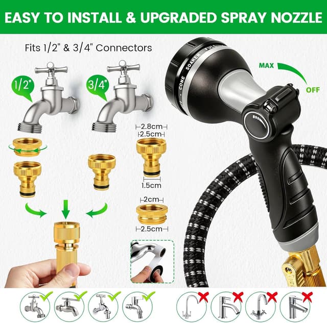 Thumbnail 6 de Expandable Garden Hose Pipe 100FT with 10-Function Spray Nozzle – flexible, leakproof magic hose for garden & car washing