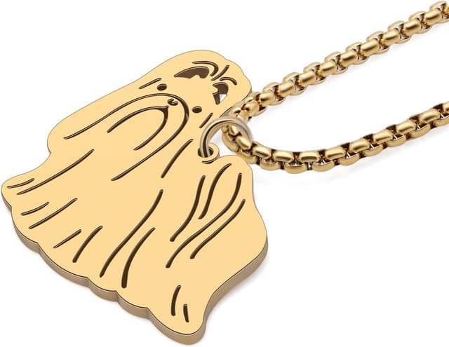 Detalle de Collana con ciondolo cane BAMAY in acciaio inox, placcata oro/argento