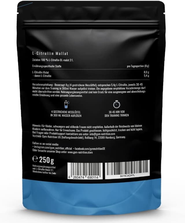 Detalle 2 de L-Citrullin Malat Pulver 2:1 250 g Aminosäure