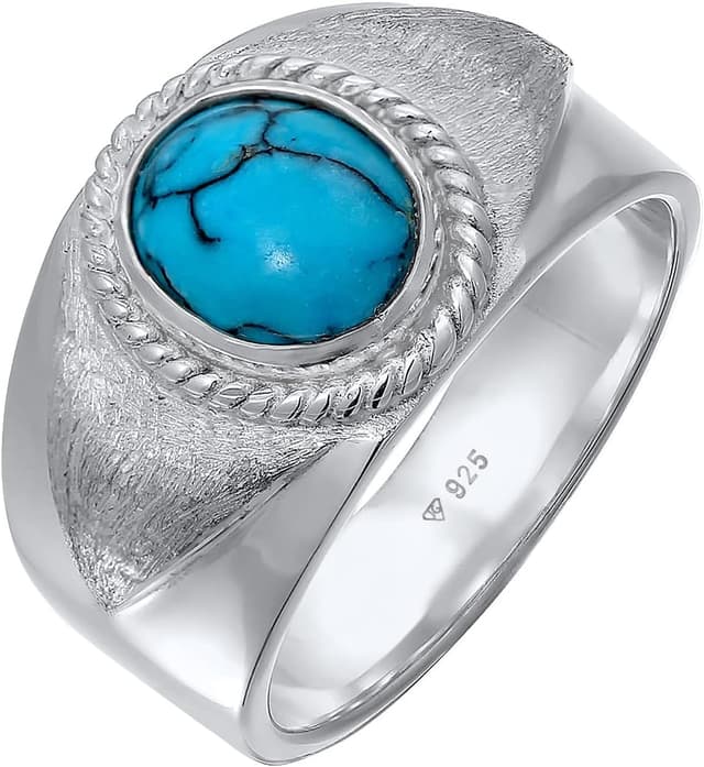 Detalle de Kuzzoi Siegelring Herrenring mit Howlith (10 mm) und 925 Sterling Silber – oval, vintage, Ringgröße 60–66