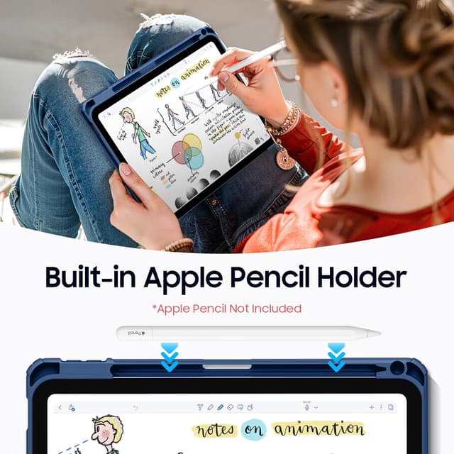 Detalle de FINTIE Hybrid-Hülle für iPad (A16) 11. Generation / iPad 10.9 (2022) mit Stifthalter – Navy