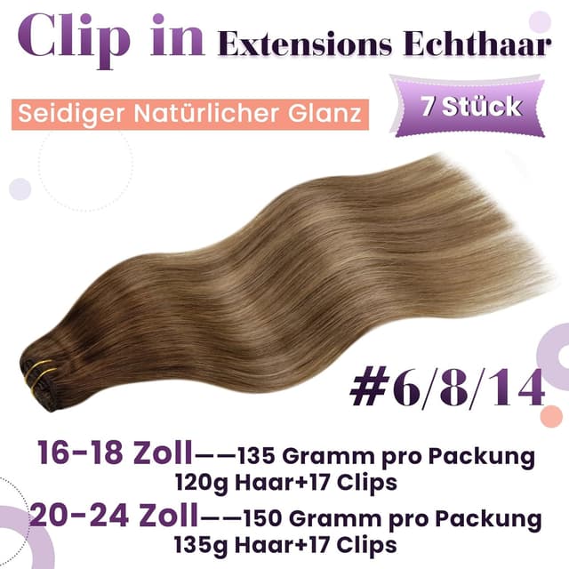 Detalle de LaaVoo Echthaar Clip-in Extensions 135 g