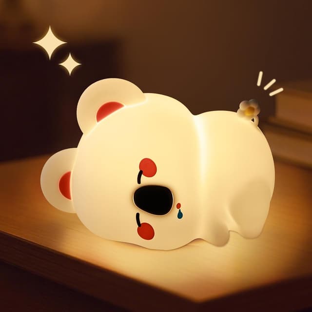 Detalle de AmmToo Koala Nachtlicht mit Timer, dimmbar und USB-Ladekabel – Silikon für Kinderzimmer
