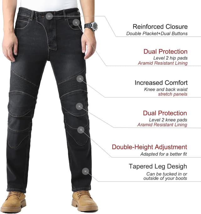 Detalle 1 de CTBQiTom Vaqueros de Moto con Protección CE y Kevlar