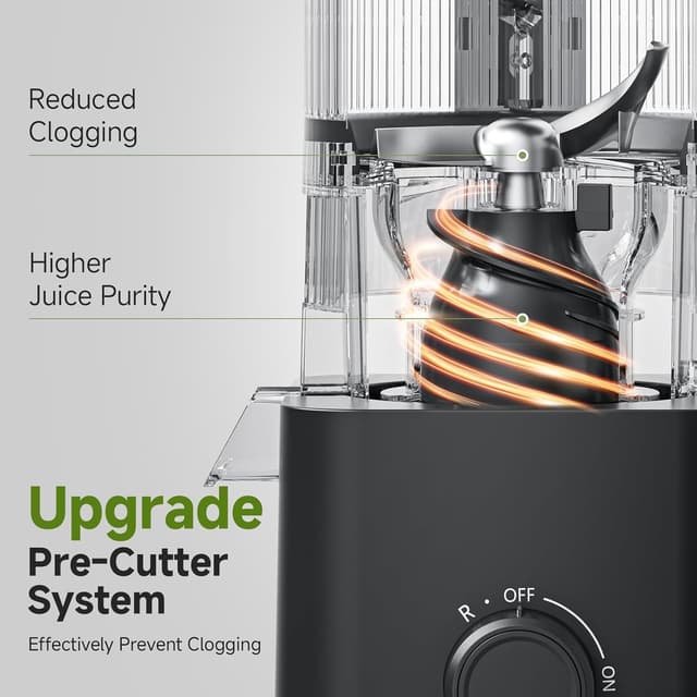 Detalle de VANDISELL 3-in-1 Cold Press Juicer Machine with 6.5" Feed Chute and 100oz Capacity (Matte Black)