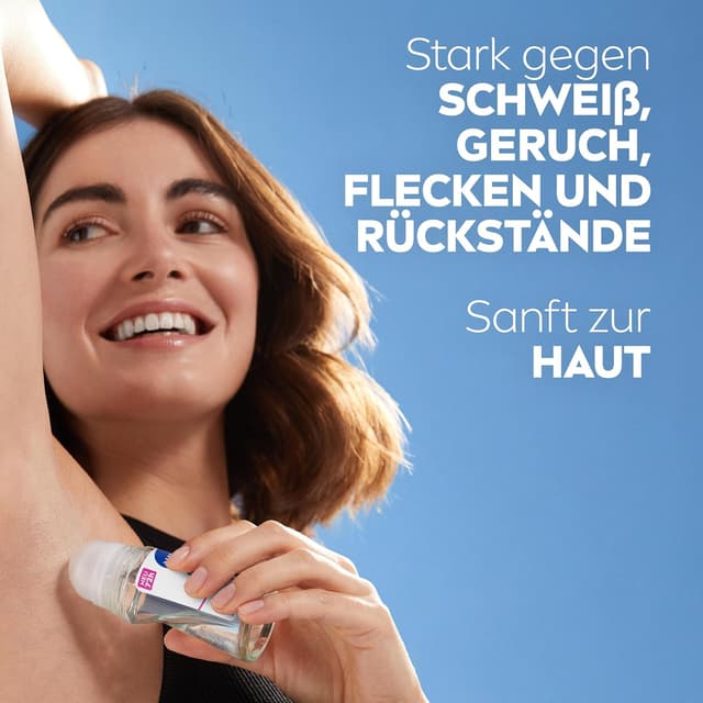 Detalle de NIVEA Black & White Invisible Clear Deodorant Roll-On (50 ml) – Anti-Flecken-Formel ohne Ethylalkohol