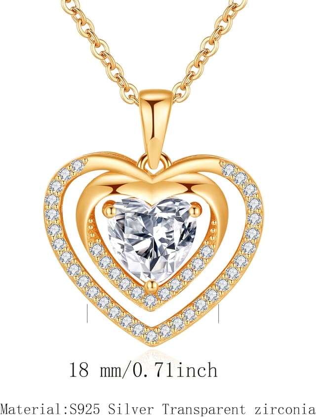 Detalle de Jrêveinfini Collier Cœur en argent sterling 925 avec double cœur et zircon cubique