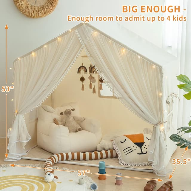 Detalle de Kids Play Tent with Padded Mat (Princess Castle) — Indoor Playhouse for Toddlers