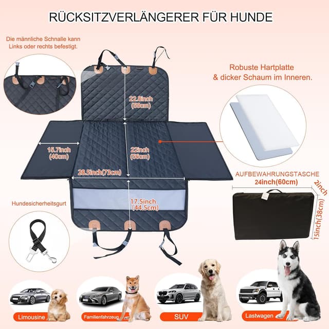 Detalle 1 de Paw Jamboree Autositz Hund – Hundesitz fürs Auto als Rückbank-Erweiterung mit rutschfestem Design