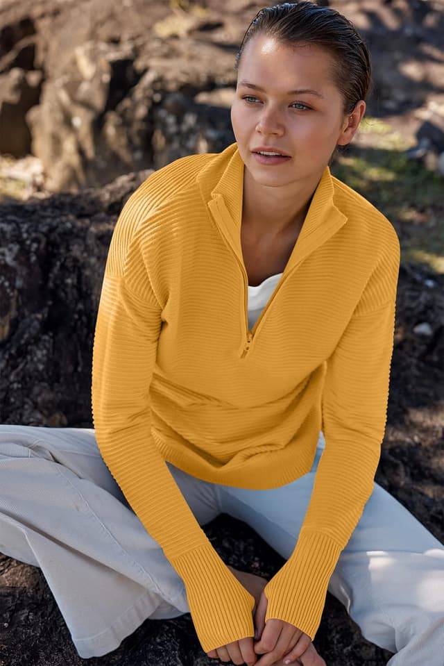 Thumbnail 5 de ANRABESS Long Sleeve Quarter Zip Pullover 4 Sizes