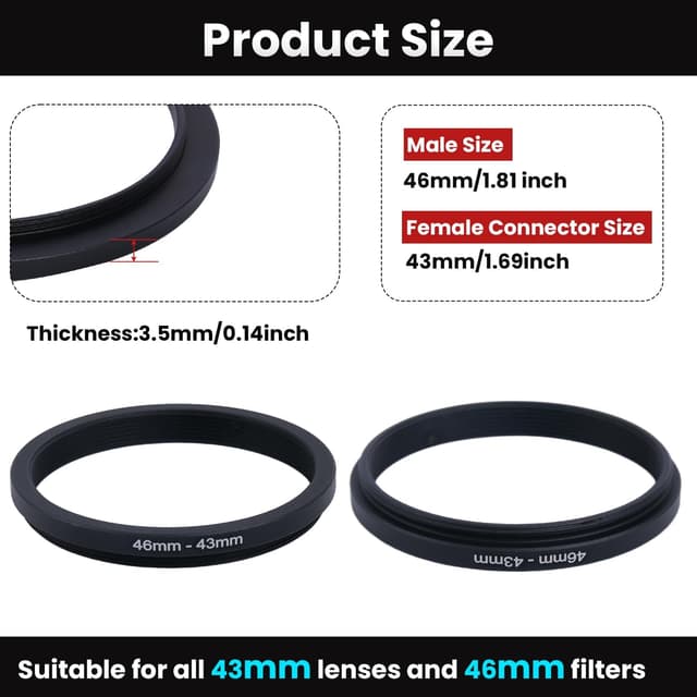 Thumbnail 1 de Metall Step-Down Ring 46mm auf 43mm