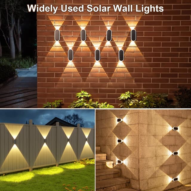 Thumbnail 6 de HAMLITE Solar Fence Light for Garden (Weatherproof Dual Direction) – Adjustable 3 Modes in 8-Pack