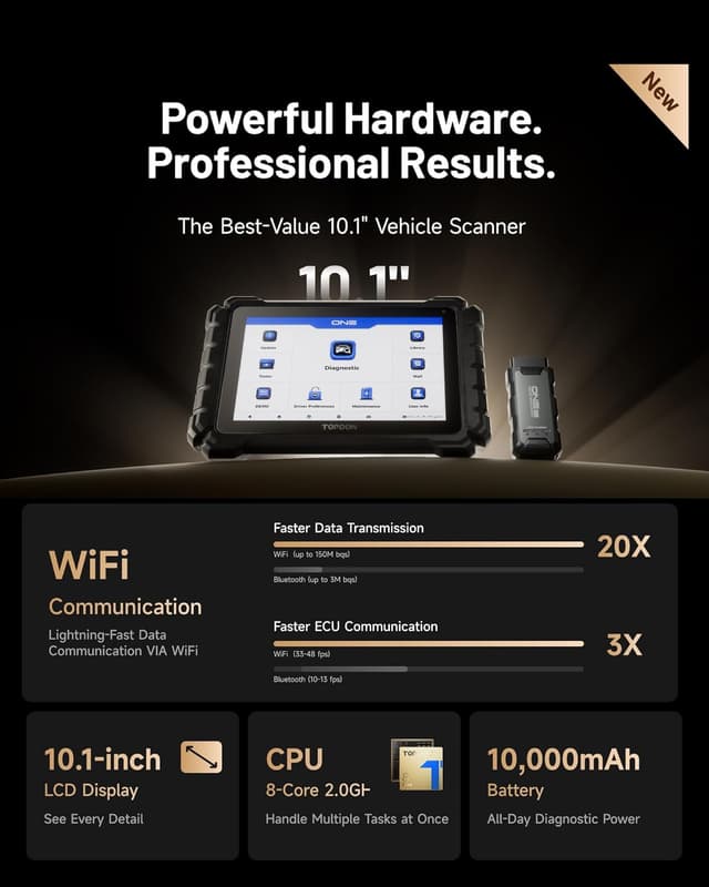 Detalle 2 de TOPDON ONE 10.1" Bidirectional Car Diagnostic Tool (J2534 Pass-Thru) with ECU Coding, TopFix AI & Full System OBD2 Scanning