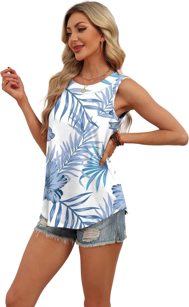 Detalle de WIHOLL Women’s V-Neck Sleeveless Tank Top Vest – Summer Loose Fit