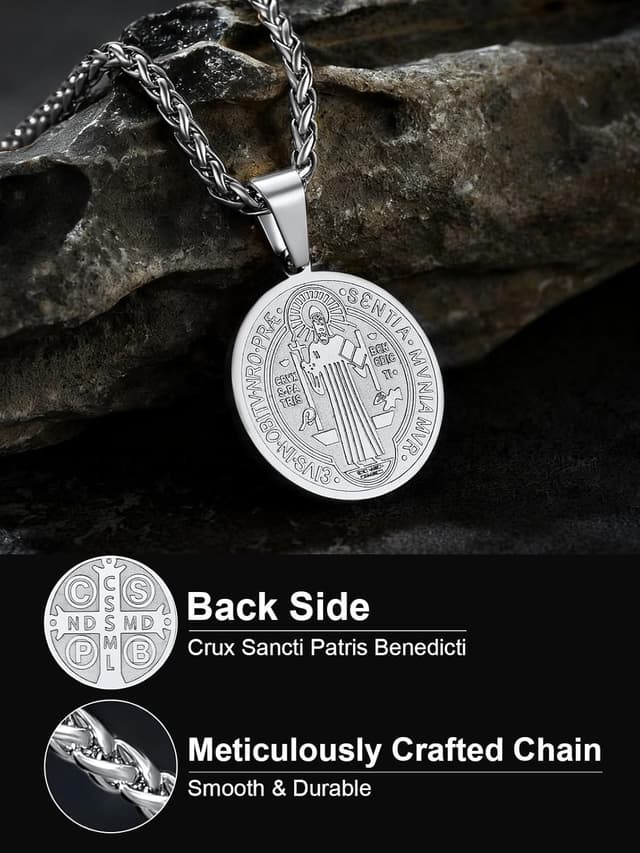 Thumbnail 6 de U7 Collana Medaglia San Benedetto in Acciaio 50+5 cm