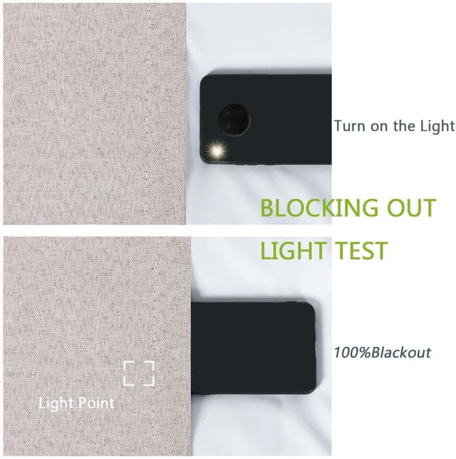 Detalle de Chlophy Blackout Curtains Linen Look Taupe Brown Eyelet (2 Panels) 66×90IN