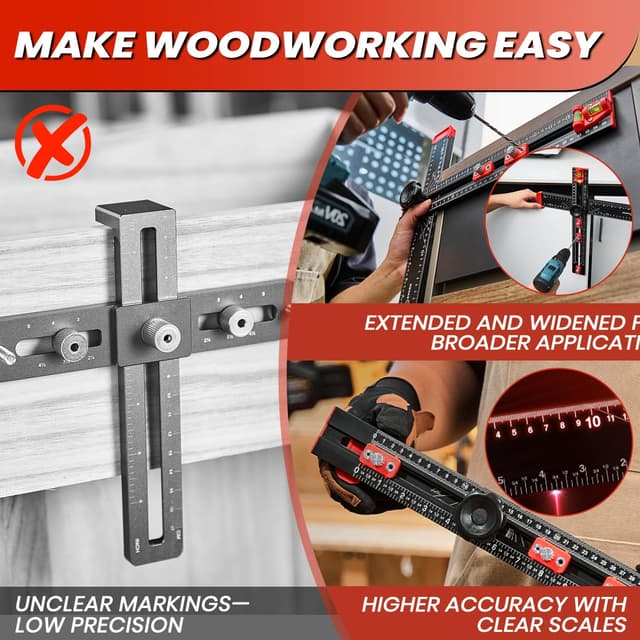 Thumbnail 3 de Saker 4-in-1 Drilling Positioning Ruler