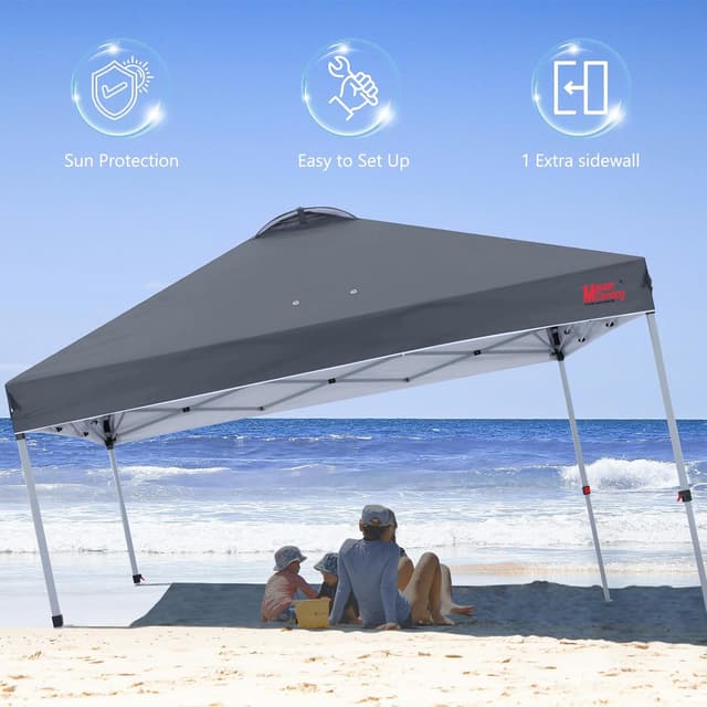 Detalle de MASTERCANOPY Durable EZ Pop-up Gazebo Tent with 1 Sidewall (3x3M, Dark Grey)