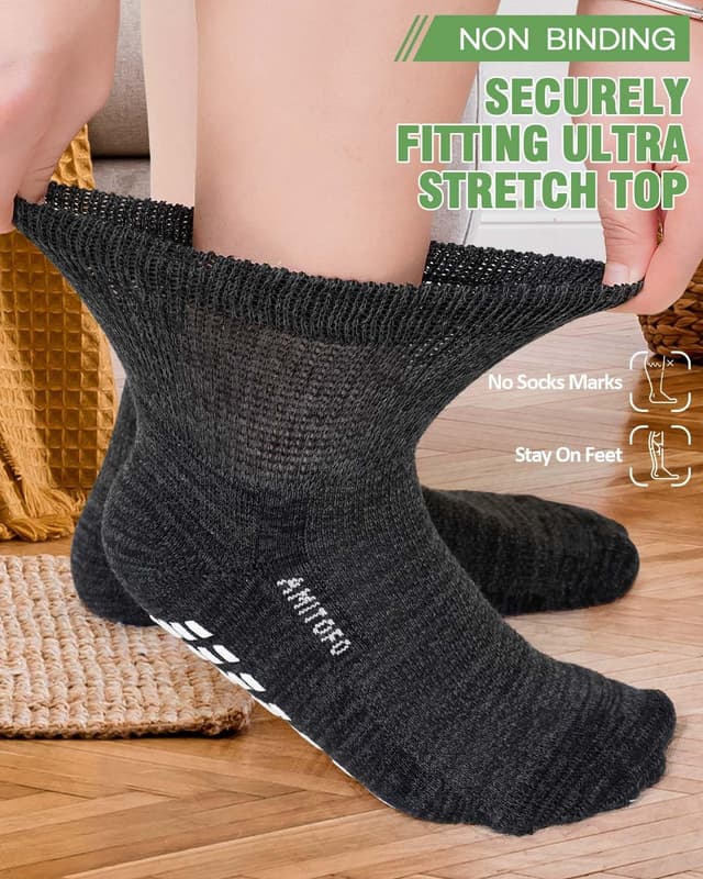 Detalle de ZFSOCK Diabetic Socks for Women – Bamboo ankle socks with non-slip grip and extra-wide top