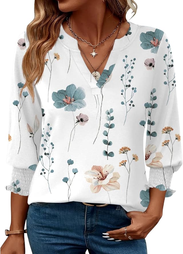 Detalle de Rapbin V-neck blouse top with 3/4 sleeves