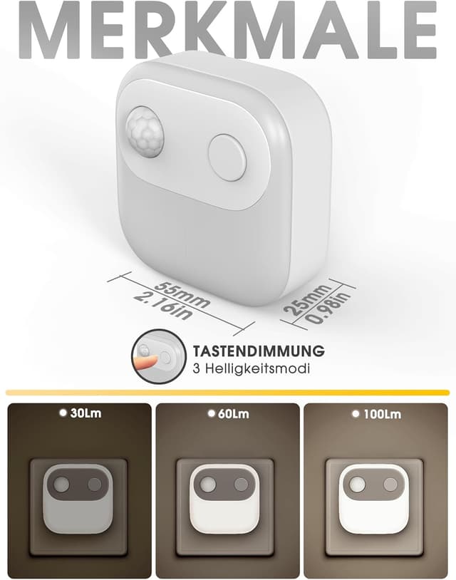 Detalle 2 de Emeritpro Nachtlicht Steckdose 2er Set mit Sensor