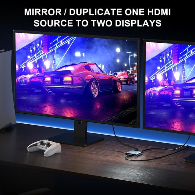 Detalle de HDMI-Splitter 1×2 (1 In / 2 Out) 4K 60 Hz 4:4:4, AVIDGRAM 2.0 mit Downscaler und Auto-/Copy-/Auto-Mode Unterstützung