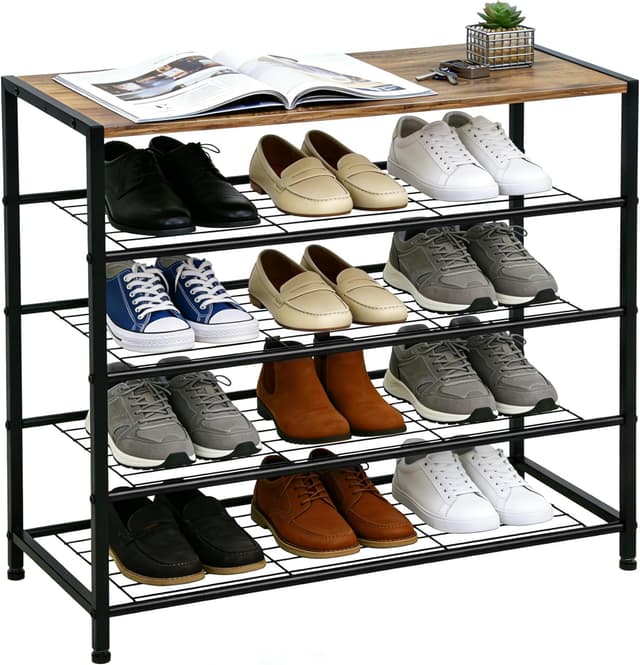 Thumbnail 6 de ZOESTORAGE Schuhregal mit Sitzgelegenheit (4 Ebenen), 60 x 30 x 63 cm, rustikalbraun