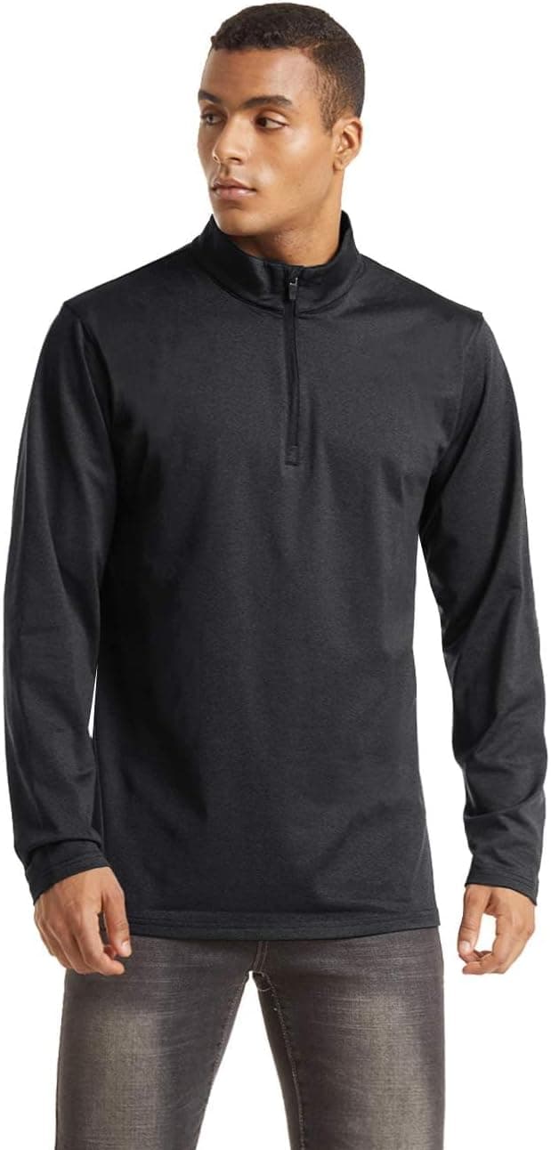 Detalle de KEFITEVD Herren 1/4-Zip Fleece Pullover – langarm Funktionsshirt für Warm, Atmungsaktivität & Bewegung