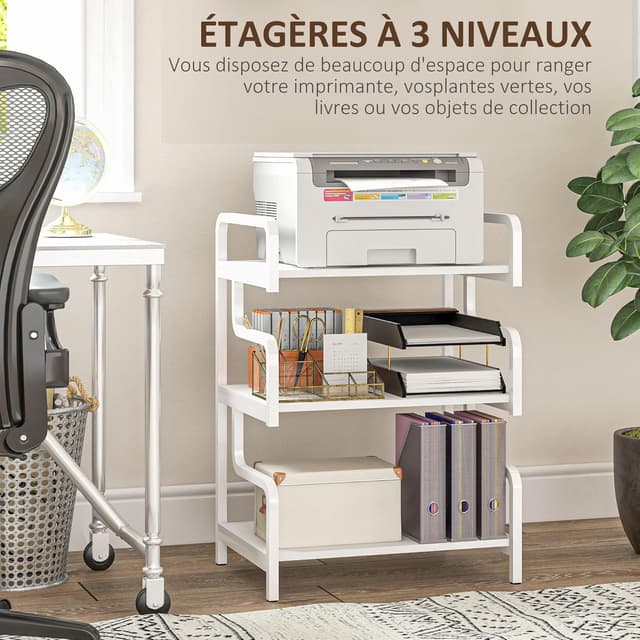 Thumbnail 2 de HOMCOM Support imprimante 3 niveaux 55x40x77 cm