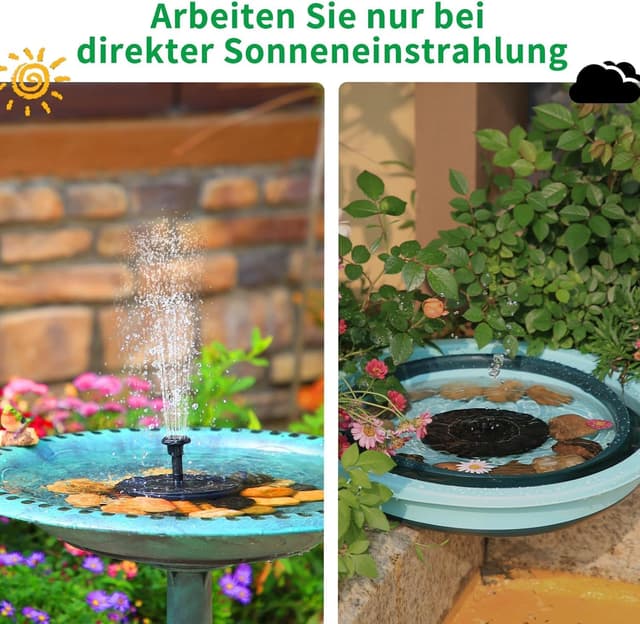 Thumbnail 6 de AISITIN Solarbrunnen für den Außenbereich – Solarpumpe mit 6 Fontänenstilen für Garten, Teich & Vogelbad