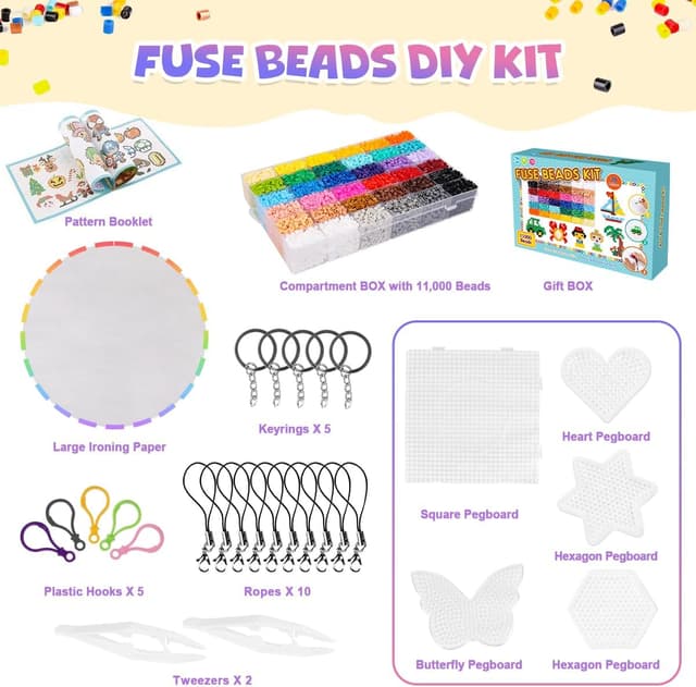 Detalle 2 de MerryXGift Fuse Beads set 11,000 pcs for kids ๐จ