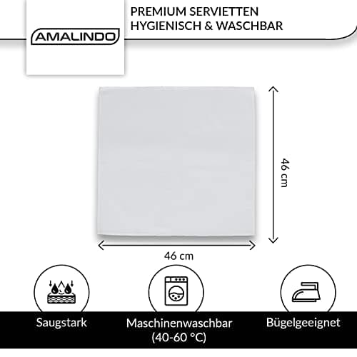 Thumbnail 1 de Amalindo Serviettes en tissu blanc 100 % coton lot de 12 ⚙