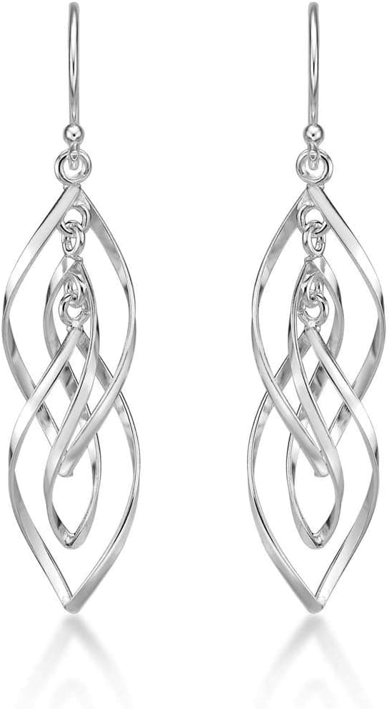 Detalle de Diamond Treats boucles d’oreilles pendantes en argent 925 à spirale (49 mm) avec écrin