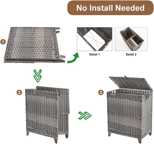 Thumbnail 4 de Laundry Hamper 190L 3-Section with Lid