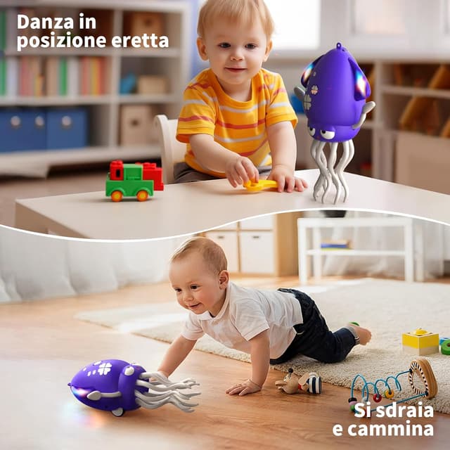 Detalle de SWTOIPIG Polpo interattivo danzante con LED, musica e sensori a evitamento ostacoli (da mettere a pancia in giù)