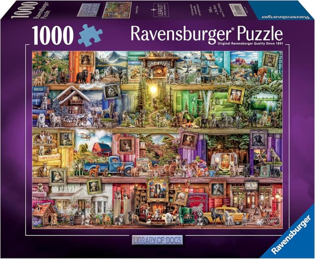 Detalle 2 de Ravensburger Library of Dogs 1000-Piece Jigsaw Puzzle (70 x 50cm) for Adults and Kids 12+