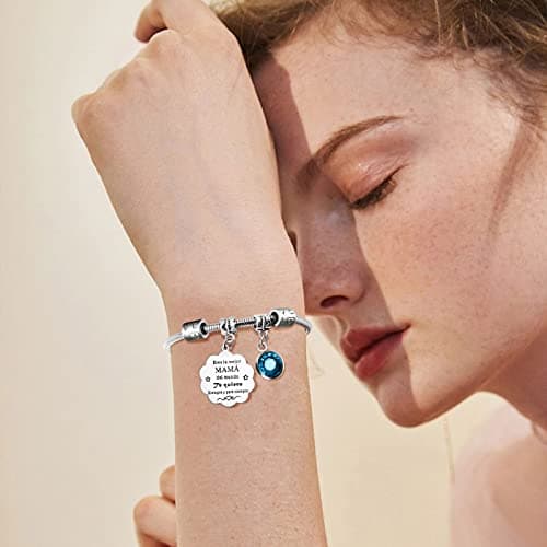 Detalle de VGWON Regalo Mamá: pulsera de acero inoxidable 316L con letras láser y caja de regalo