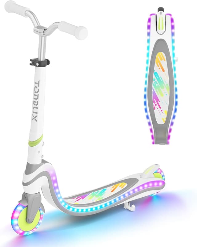 Detalle de TONBUX Kinderroller (3–12 Jahre) mit Beleuchtung am Trittbrett, 3-stufig höhenverstellbar und PU-Rädern