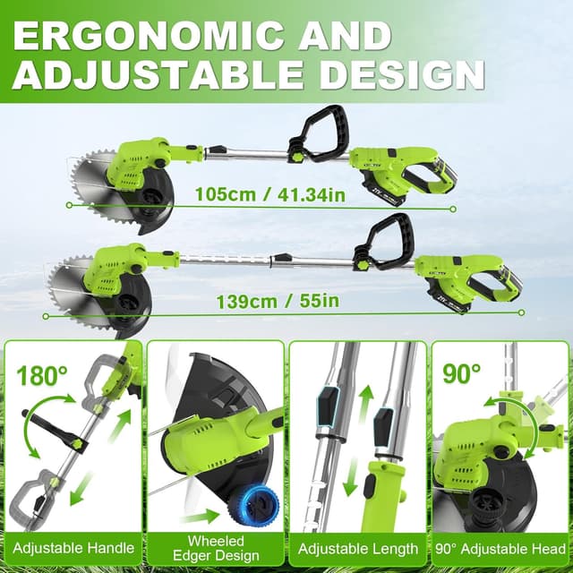 Detalle de VOERJIA cordless strimmer 21V 850W LCD