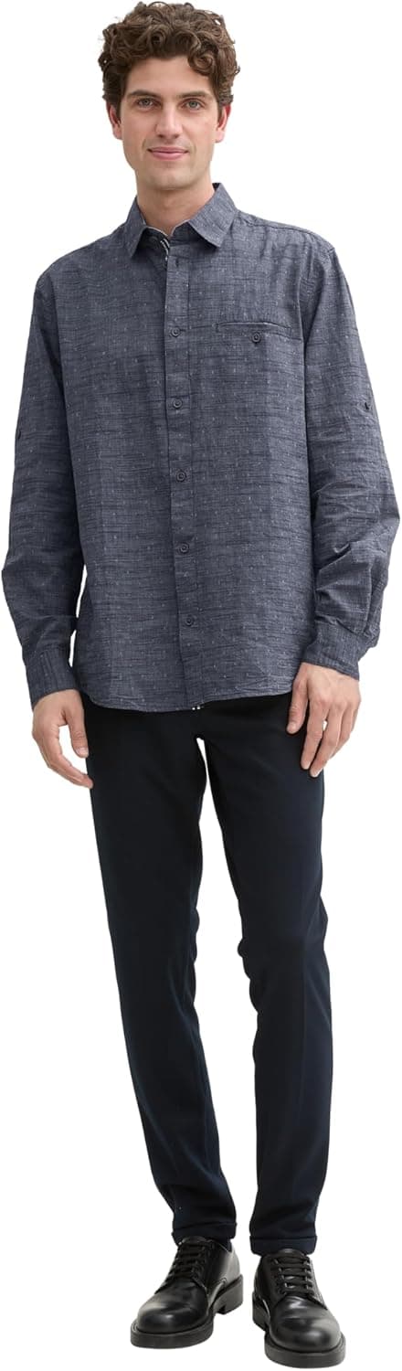 Detalle de Tom Tailor 1045075 camicia da uomo a maniche lunghe (confezione singola)